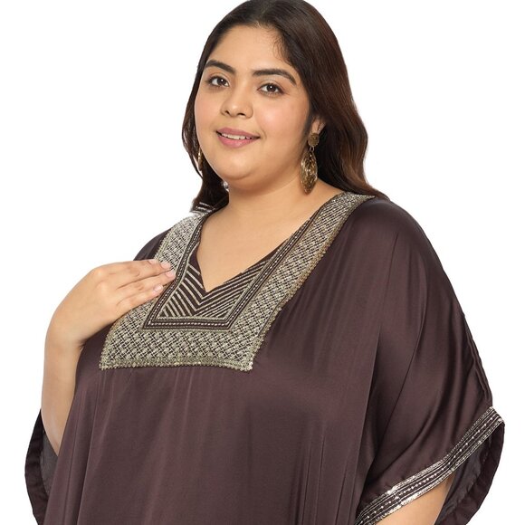 Gypsie Blu Women Plus Size Satin Sequences Caftan Dress Wedding Gown for Girls - Picture 6 of 8